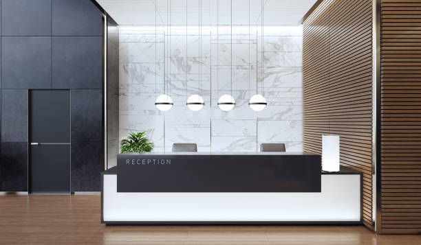 istock Modern Offices lobby interior area with  long reception desk 1328576494