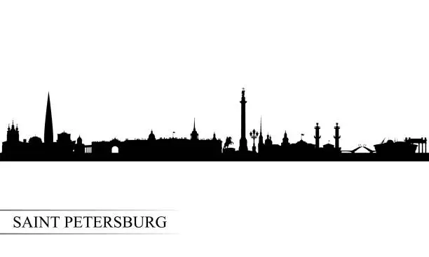 Vector illustration of Saint Petersburg city skyline silhouette background
