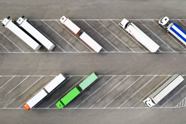 istock Trucks from Above, Parking Lot 1328581211