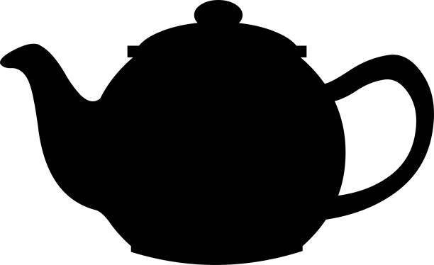 vektorillustration der schwarzen silhouette einer klassischen teekanne - teekanne stock-grafiken, -clipart, -cartoons und -symbole