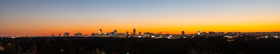 High resolution Panorama of Austin Texas Skyline During a Winter Sunset