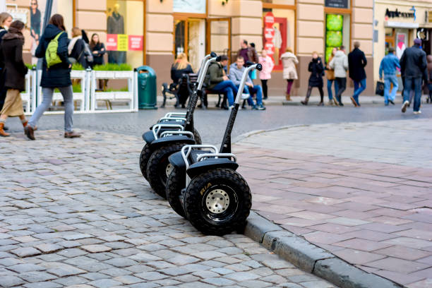 Lviv, Ukraine - October 22, 2016: Modern electric two-wheeled vehicles Segway