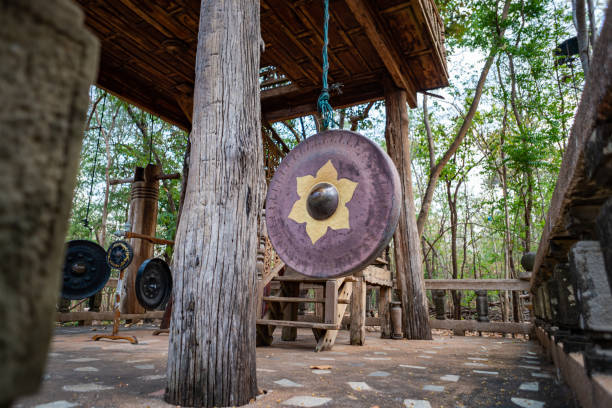 istock Big gong in the forest temple 1328590618
