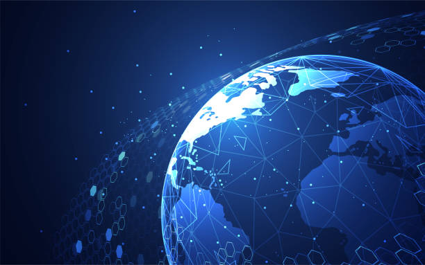 istock Global network connection. World map point and line composition concept of global business. Vector Illustration 1328595715