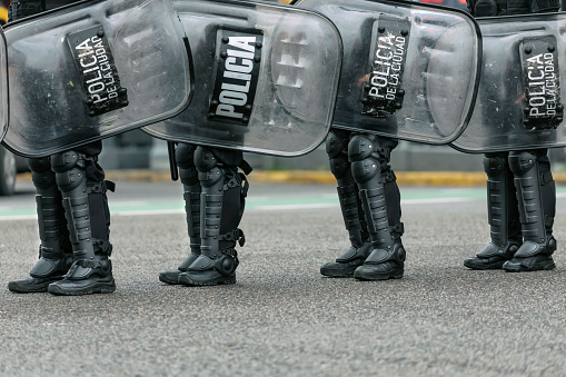 Police officers on duty during street protest