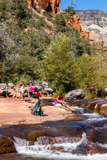 slide rock arizona - hiking sonoran desert arizona desert foto e immagini stock