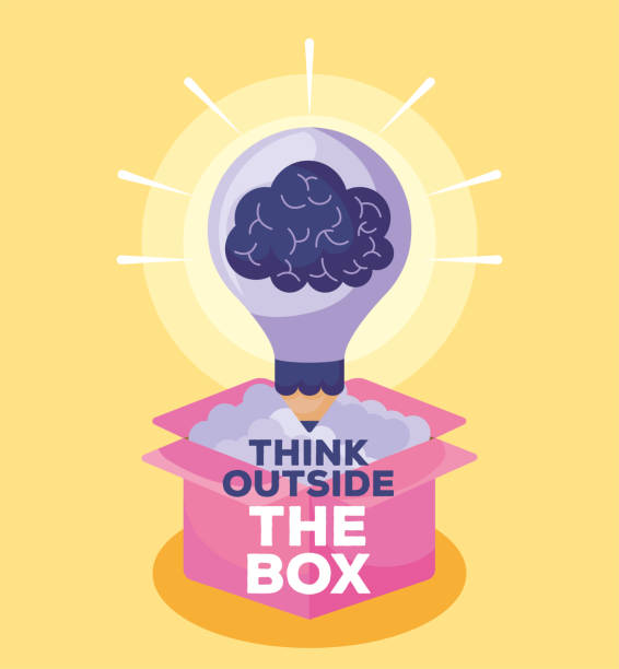 ilustrações de stock, clip art, desenhos animados e ícones de think different poster - box thinking creativity inspiration