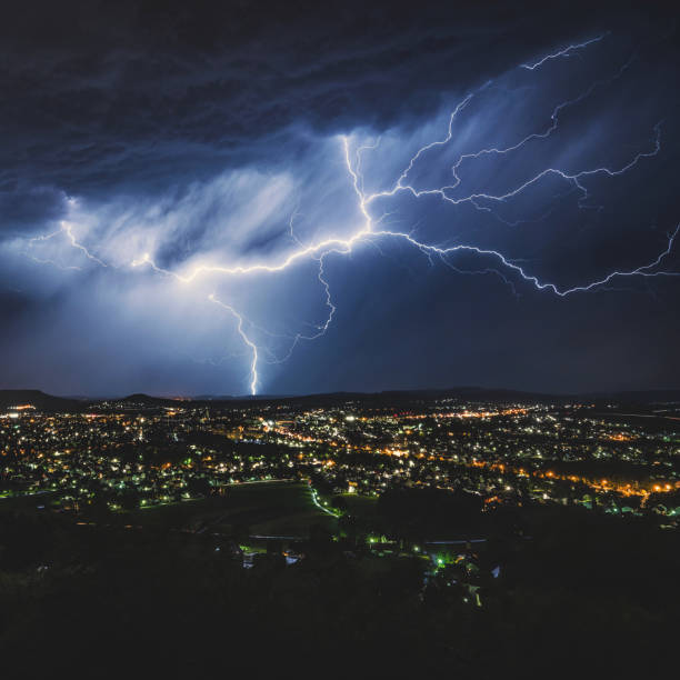 thunderstorm - summer landscape flash imagens e fotografias de stock