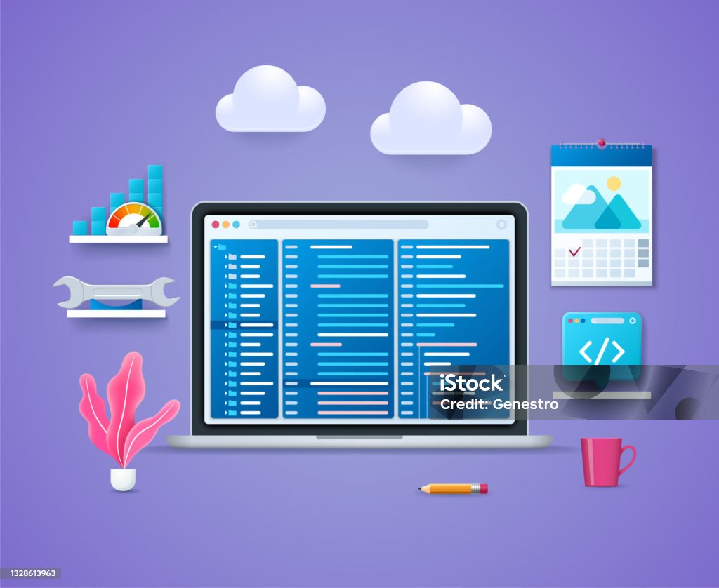 Programming Vector Illustration In 3d Style Stock Illustration ...