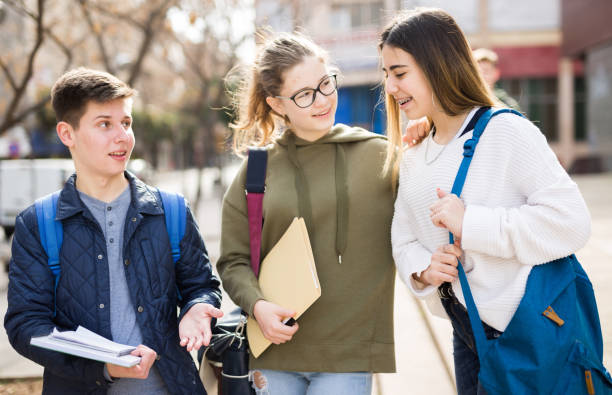 istock Group of positive students discuss past lessons 1328618092