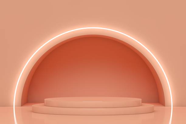 istock Podium and minimal abstract background, 3d rendering geometric shape, Stage for awards on website in modern. Empty product stand. 1328619297