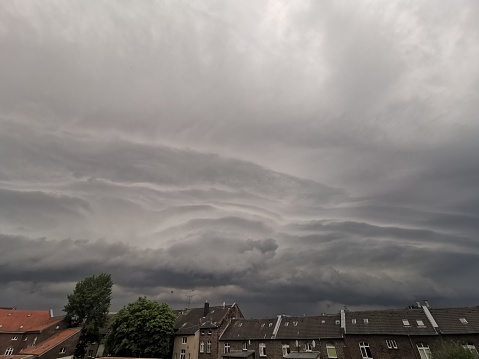 Dramatic clouds and lightning in Manresa, Barcelona, Catalonia, northern Spain