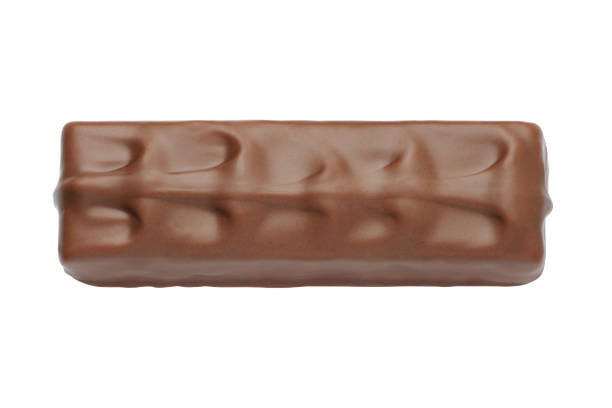 Candy bar or chocolate bar isolated on white background. Top view