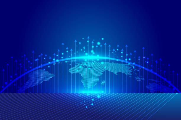 istock Arrowhead lines penetrate the dots and lines of the Earth's globalized technological background. 1328622084