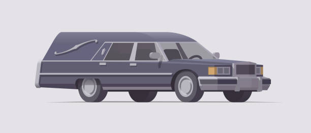 Vector vintage funeral hearse car. Isolated illustration Vector vintage funeral hearse car. Isolated illustration. Collection funeral procession stock illustrations