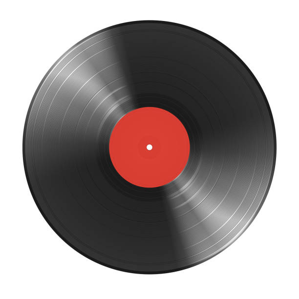 istock a long-playing vinyl record with a orange sticker in the center of the disc 1328625165