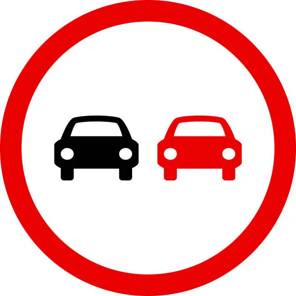 Vector illustration of No overtaking sign.