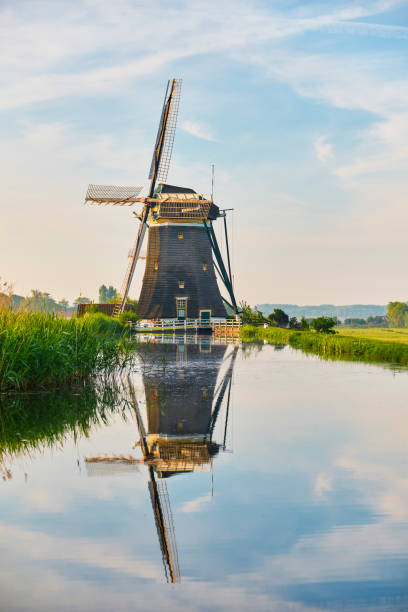일반적으로 네덜란드 공장 - tranquil scene windmill netherlands dutch culture 뉴스 사진 이미지