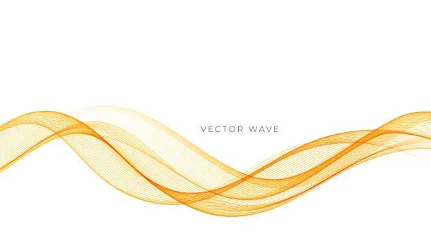 Vector illustration of Vector abstract colorful flowing gold wave lines isolated on white background. Design element for wedding invitation, greeting card