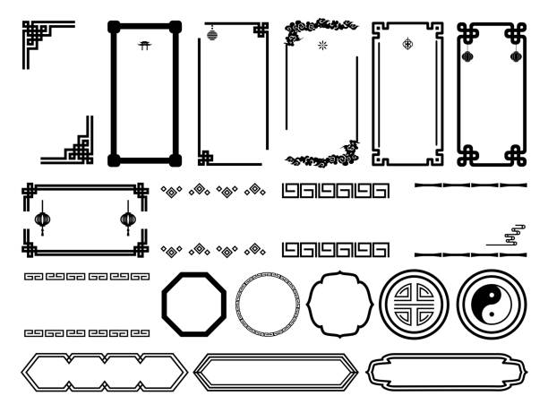 ilustrações de stock, clip art, desenhos animados e ícones de chinese korea taiwan traditional oriental pattern background - típico oriental