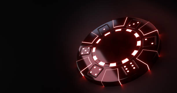 istock Casino Chip Concept With Red Neon Lights - 3D Illustration 1328639515