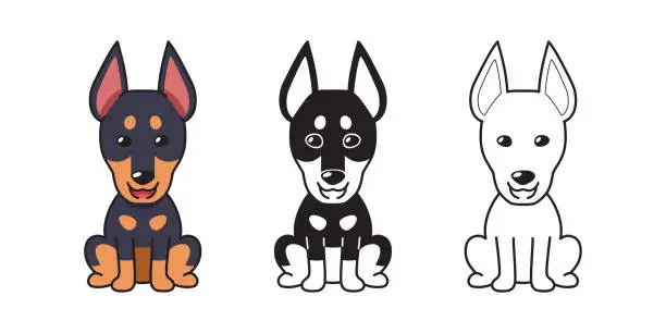Vector illustration of Vector cartoon set of dobermann dog