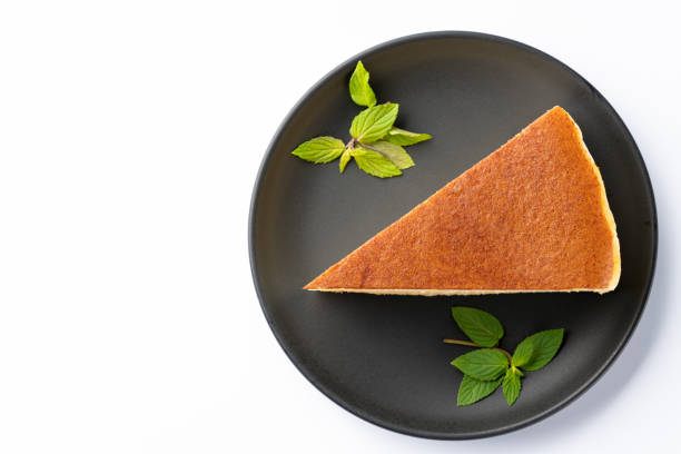 istock Japanese souffle cheesecake on white background 1328640043