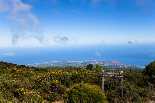 Saint Paul coastline from viewpoint of piton Maido, La Reunion island, Indian Ocean