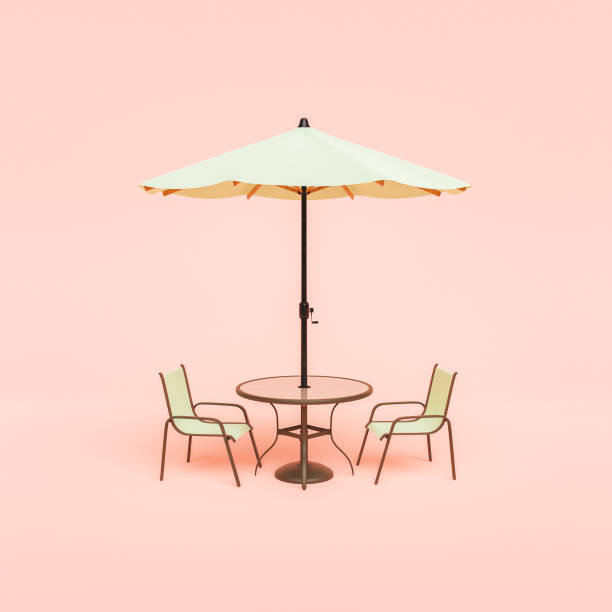 minimal scene of terrace table - 餐廳 圖片 個照片及圖片檔