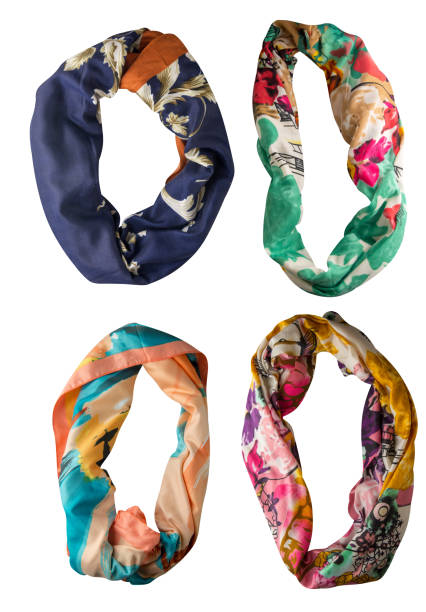istock scarf summer. multicolored scarf. Scarf top view 1328643063
