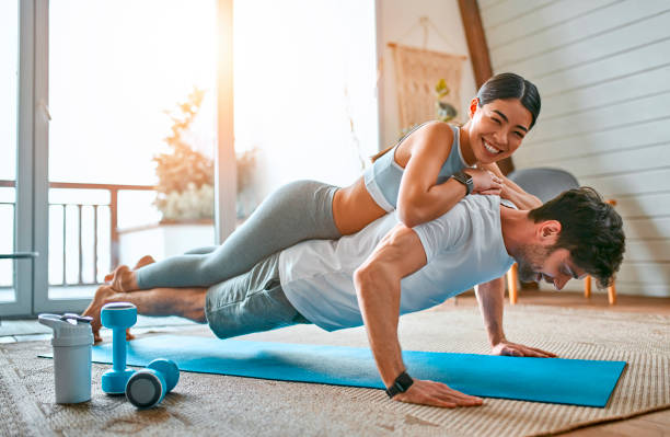 istock Couple sport and bathroom 1328648258