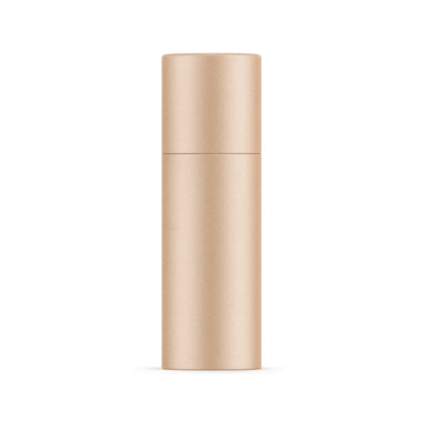 istock Kraft paper tube mockup template on isolated white background, ready for your design presentation, 3d illustration 1328651236