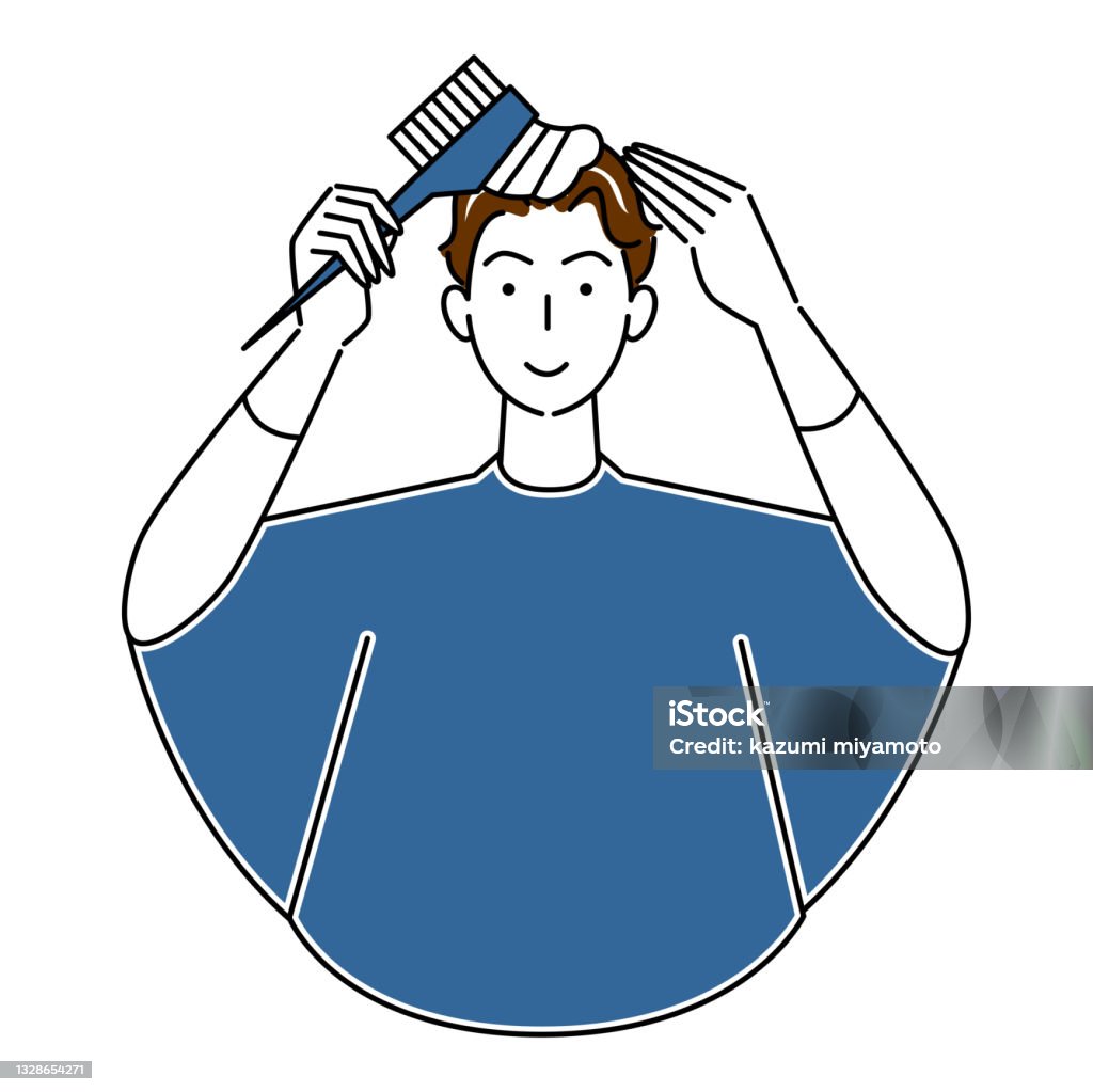 Hair Care Self Color Gray Hair Dyeing Cute Man Doing Partial Dyeing With Comb Illustration Simple Vector Hair Care Self Color Gray Hair Dye Cute Man Using Combapplied Hair Color For Partial Hair Care Self Color Gray Hair Dyeing Cute Man Doing Partial Dyeing With Comb Illustration Simple Vector Hair Care Self Color Gray Hair Dye Cute Man Using Combapplied Hair Color For Partial