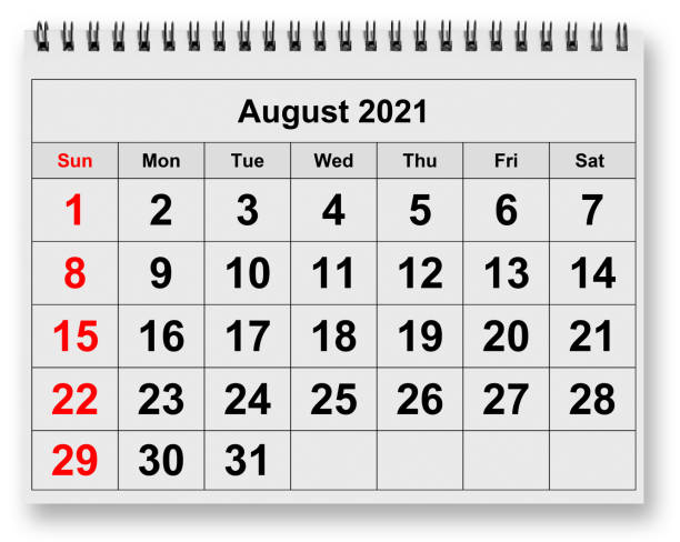istock Monthly calendar - month August 2021 1328656844