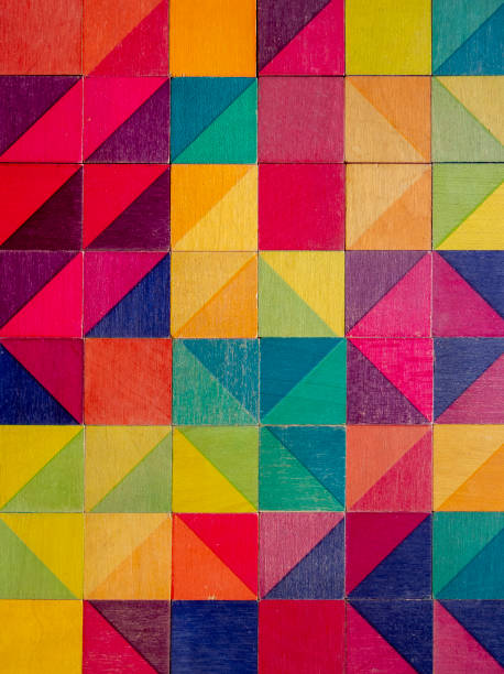 colored wooden cubes forming a texture - close up