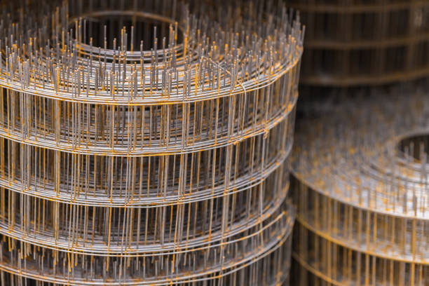 istock Galvanized mesh in a roll. Strengthening of the roadway. 1328658867