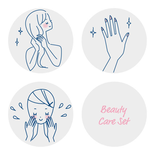 Illustration set of women related to beauty Illustration set of women related to beauty. hand-with-long-nails stock illustrations