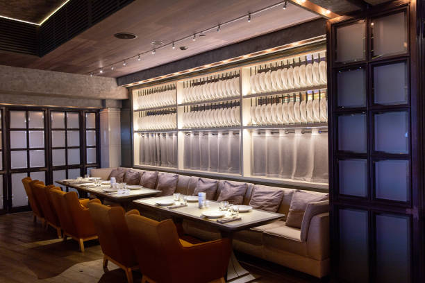istock Interior of cozy luxury restaurant with original design 1328660955