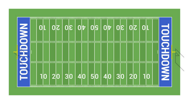 American football field with goals. Top view. American football field with goals. Top view. Collection sports official stock illustrations