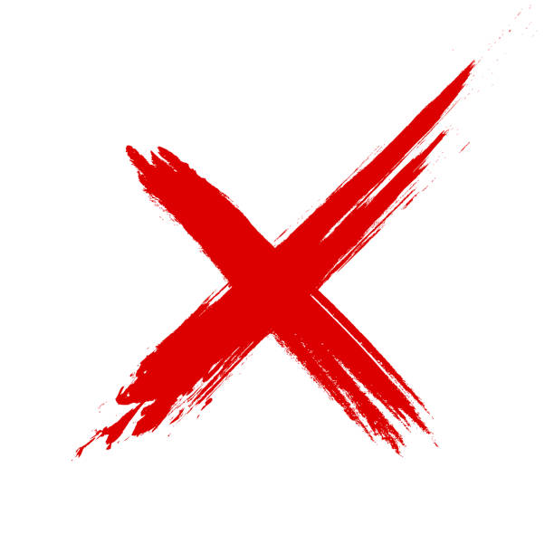 istock Red cross sign. Grunge X symbol. Realistic brush 1328662050