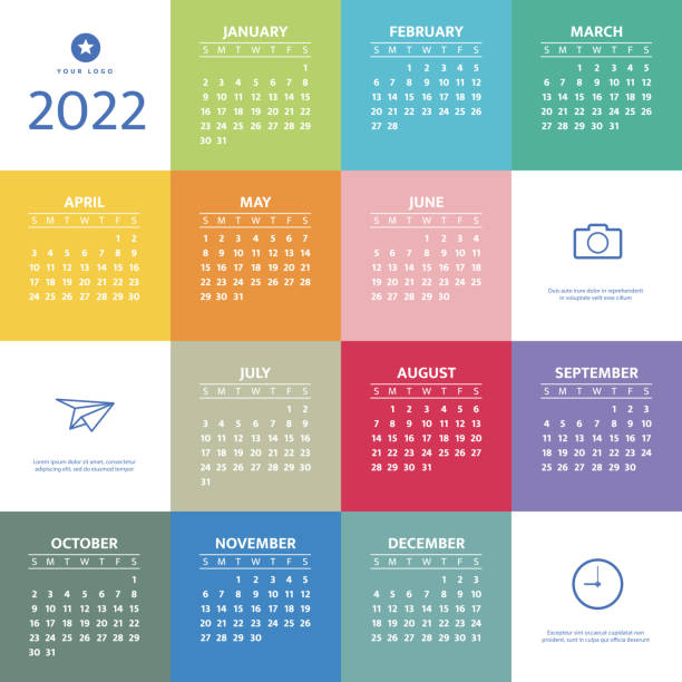 2022 Year Calendar. Week starts on Sunday. Concept for print and WEB. Vector illustration. 2022 Year Calendar. Week starts on Sunday. Concept for print and WEB. Vector illustration. calendar 2022 stock illustrations