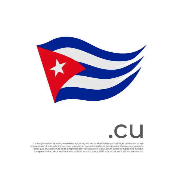 Vector illustration of Cuba flag. Stripes colors of the cuban flag on a white background. Vector design national poster with cu domain, place for text. Brush strokes. State patriotic banner of cuba, cover