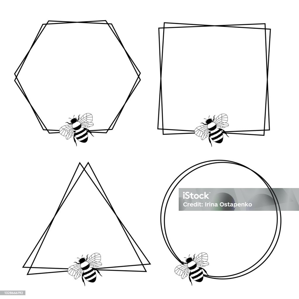 Frame Design Bee Bee Frames Bee Monogram Frame Vector Illustration Isolated On White ...