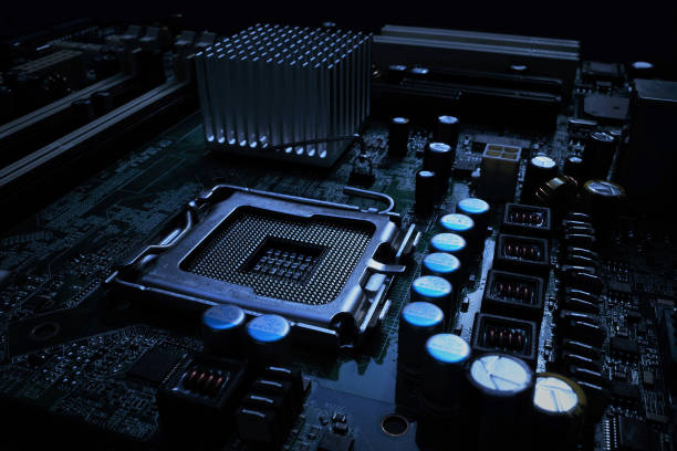 istock Close-up of circuit board and electronic components. 1328667644