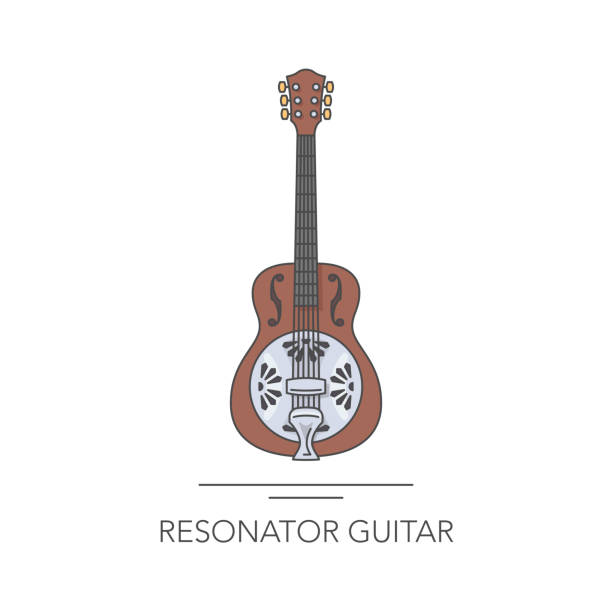 ilustrações de stock, clip art, desenhos animados e ícones de resonator guitar outline colorful icon. vector illustration - fingerstyle