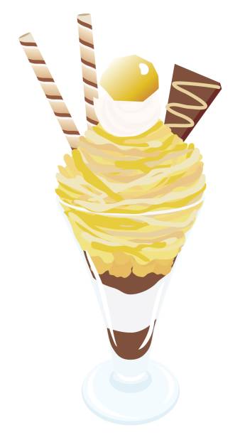 ilustrações de stock, clip art, desenhos animados e ícones de illustration of a mont blanc parfait in the glass. - parfait glass