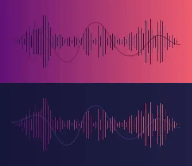 Vector illustration of Podcasting Audio Voice Waves
