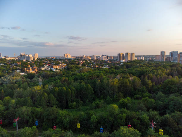 istock Cable car attraction aerial view, Kharkiv city 1328673337
