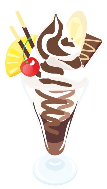 ilustrações de stock, clip art, desenhos animados e ícones de illustration of a chocolate parfait. - parfait glass