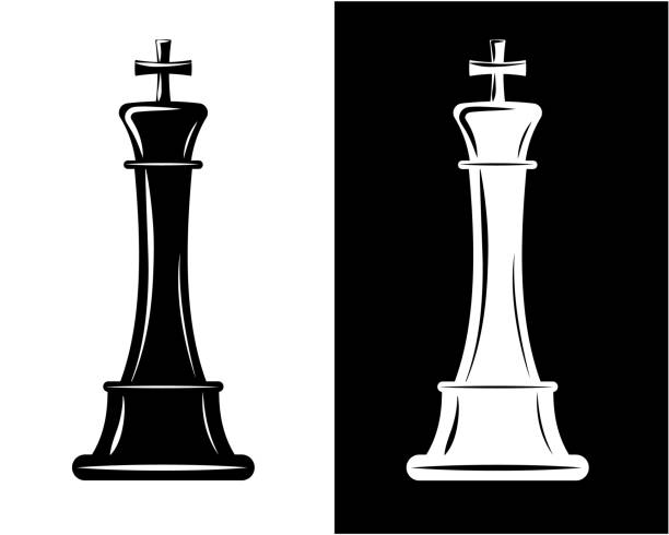 ilustrações de stock, clip art, desenhos animados e ícones de vector black and white king chess pieces. graphic element for design. - checking the time illustrations